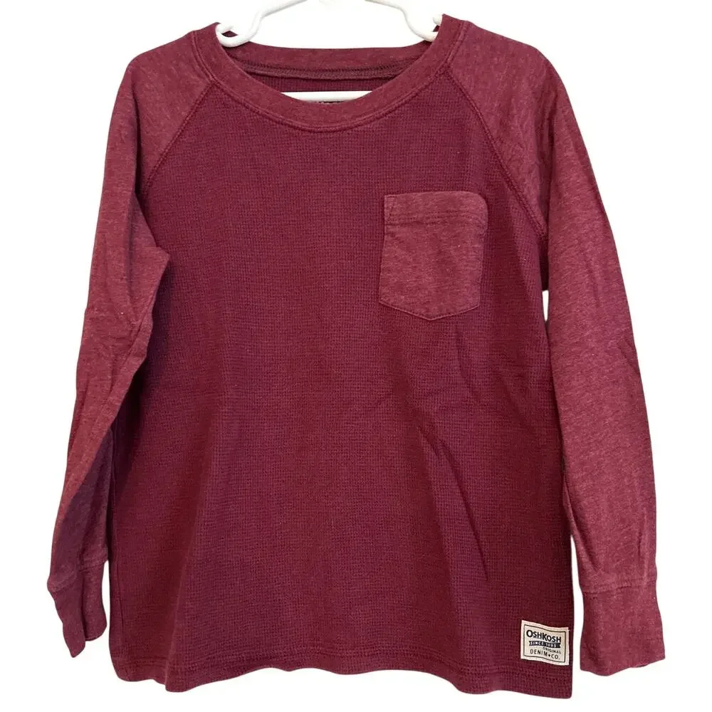 OshKosh B'Gosh Denim Co. Boys Long Sleeve Thermal Shirt Burgundy 7